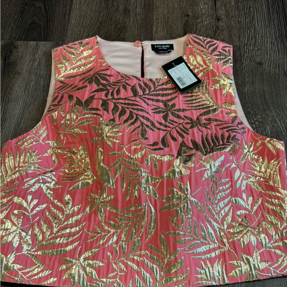 Kate Spade pink and gold blouse sz Large
